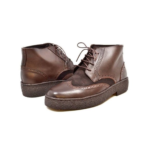 British Walkers Wingtips Limited Edition Men's Leather & Suede Boots Brown - Picture 1 of 5